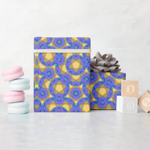 Geometrische Kaleidoscopische Mandala geel en Paar Cadeaupapier