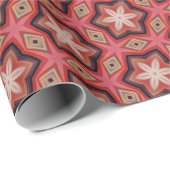 Geometrische Kaleidoscopische witte bloemen op roo Cadeaupapier (Rol Hoek)