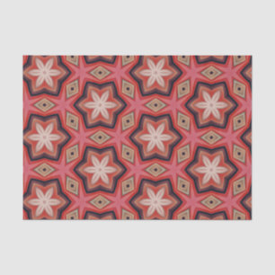 Geometrische Kaleidoscopische witte bloemen op roo Tissuepapier