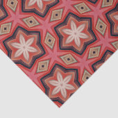 Geometrische Kaleidoscopische witte bloemen op roo Tissuepapier (Detail)