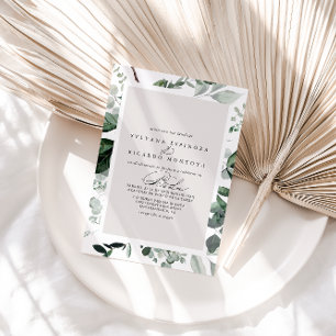 Geometrische kalligrafie groen Spaanse bruiloft Kaart