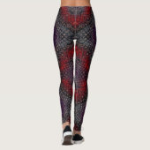 Geometrische karmozijnrode mandala leggings (Achterkant)