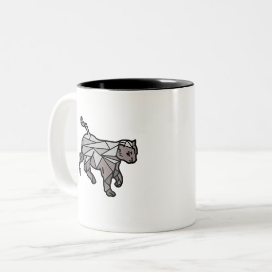 Geometrische kat in de trend tweekleurige koffiemok (Voorkant links)
