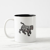 Geometrische kat in de trend tweekleurige koffiemok (Links)