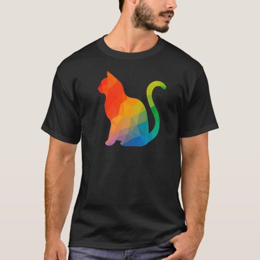 Geometrische kat T-shirt - donker (Voorkant)