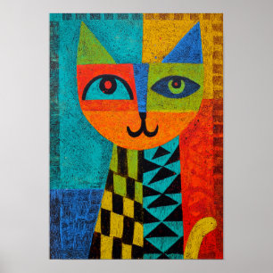 Geometrische katten – Stoer, fel en speels Poster