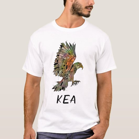 Geometrische Kea Nieuw-Zeelandse vogel T-shirt (Voorkant)