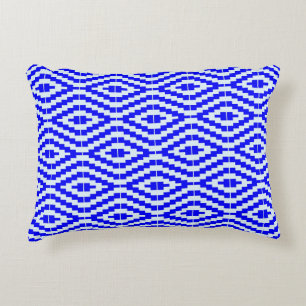 Geometrische Kente helderblauw, wit, Accent Kussen