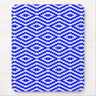 Geometrische Kente helderblauw, wit, Muismat