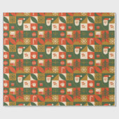 Geometrische Kerst Naadloze Santa Beer Pattern Cadeaupapier (Vlak)