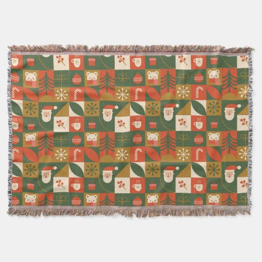 Geometrische Kerst Naadloze Santa Beer Pattern Deken (Voorkant)
