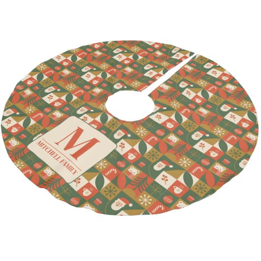 Geometrische Kerst Naadloze Santa Beer Pattern Kerstboom Rok (Gekanteld)