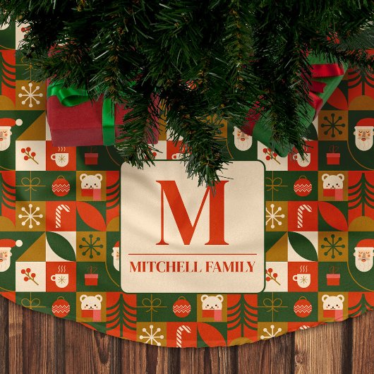 Geometrische Kerst Naadloze Santa Beer Pattern Kerstboom Rok