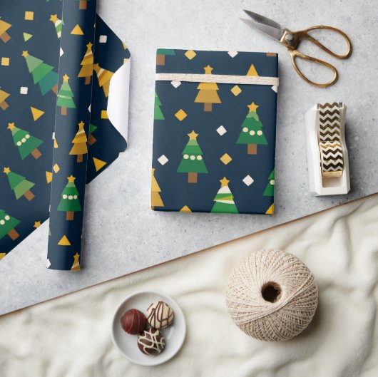 Geometrische kerstbomen  cadeaupapier (Crafts)