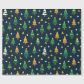 Geometrische kerstbomen  cadeaupapier (Vlak)