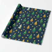 Geometrische kerstbomen  cadeaupapier (Uitgerold)