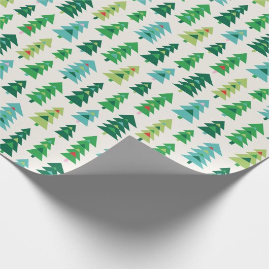 Geometrische kerstbomen op crème cadeaupapier (Hoek)