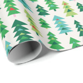 Geometrische kerstbomen op crème cadeaupapier (Rol Hoek)