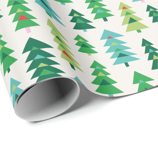 Geometrische kerstbomen op crème cadeaupapier (Rol Hoek)