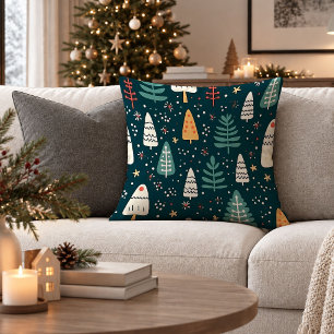 Geometrische kerstbomen Rood groene accentkussen Kussen