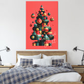 Geometrische Kerstboom Canvas Afdruk (Insitu (Slaapkamer))