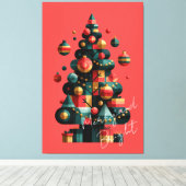 Geometrische Kerstboom Canvas Afdruk (Insitu (Houten vloer))