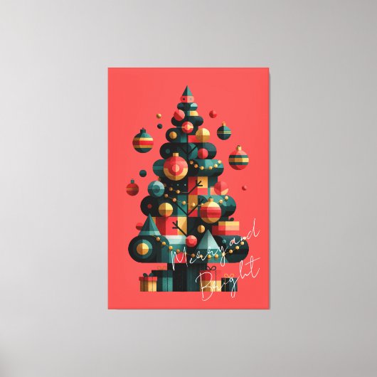 Geometrische Kerstboom Canvas Afdruk (Voorkant)