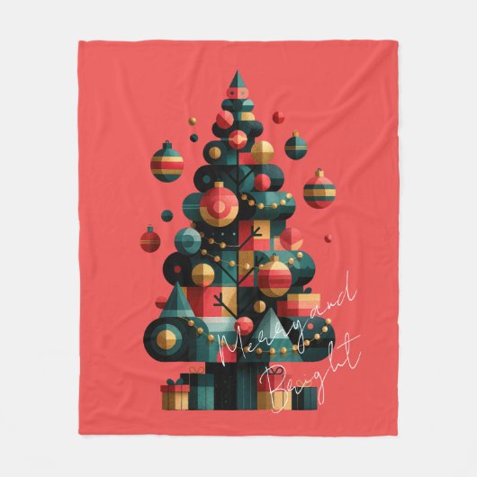 Geometrische Kerstboom Fleece Deken (Voorkant)