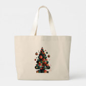 Geometrische Kerstboom Grote Tote Bag (Achterkant)