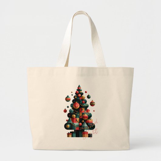 Geometrische Kerstboom Grote Tote Bag (Voorkant)