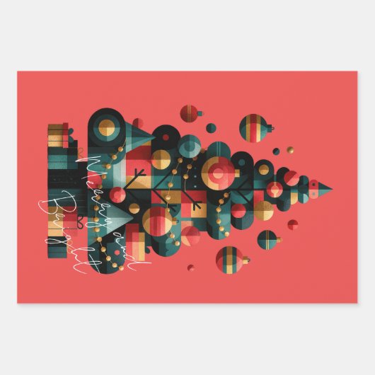 Geometrische Kerstboom Inpakpapier Vel (Voorkant)