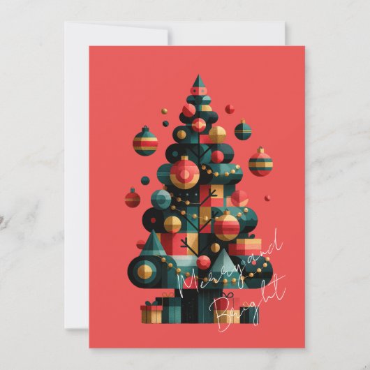 Geometrische Kerstboom Kaart (Voorkant)