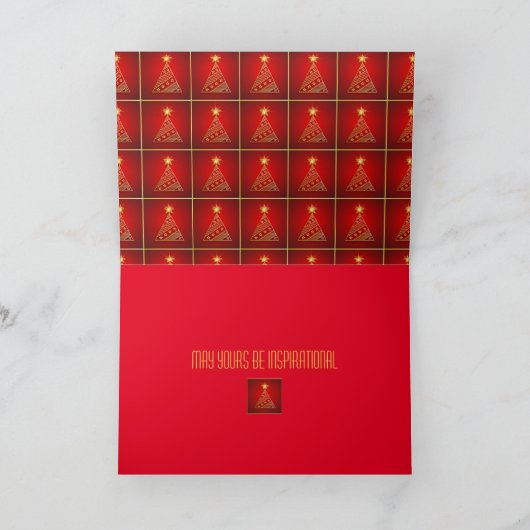 Geometrische kerstboom Koper Glitter Ray Folded Feestdagen Kaart (Binnen)
