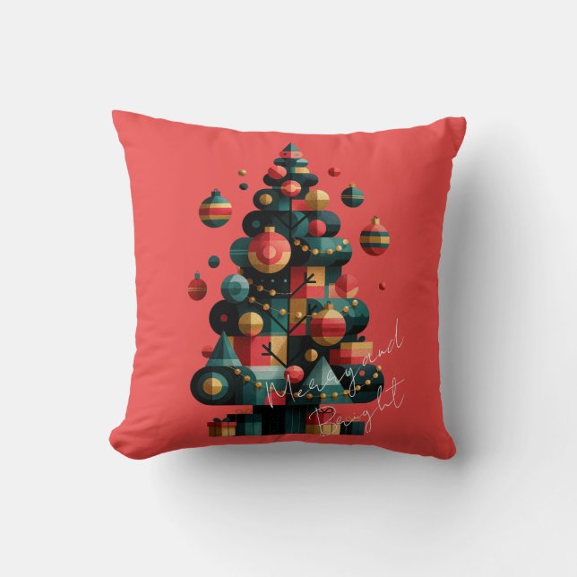 Geometrische Kerstboom Kussen (Voorkant)