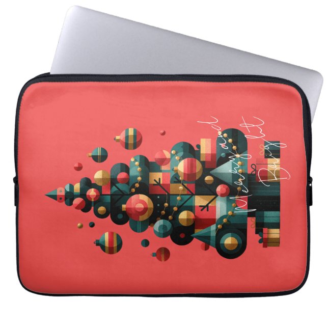 Geometrische Kerstboom Laptop Sleeve (Voorkant)