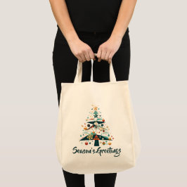 Geometrische Kerstboom met Gouden Sterren Tote Bag