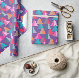 Geometrische kerstboom Paars omslagpapier Cadeaupapier