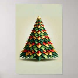 Geometrische kerstboom poster