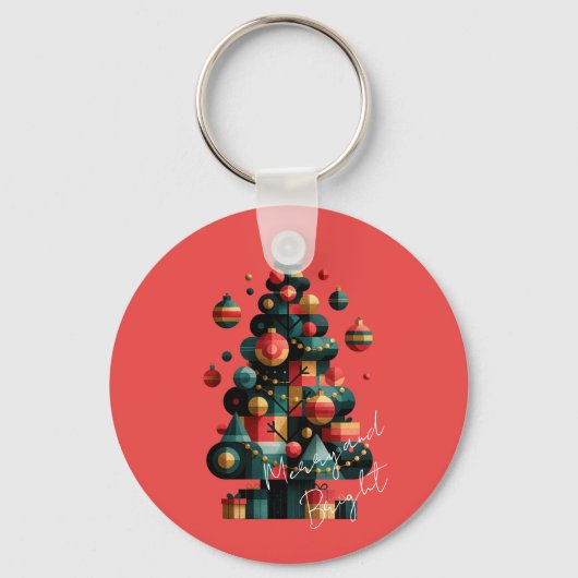 Geometrische Kerstboom Sleutelhanger (Voorkant)