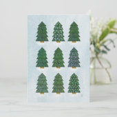 Geometrische kerstboom wenst 4 familie foto's feestdagenkaart (Staand voorkant)