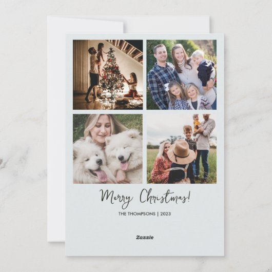 Geometrische kerstboom wenst 4 familie foto's feestdagenkaart (Achterkant)