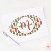 Geometrische Kerstboomgaard Ovale Sticker (Envelop)