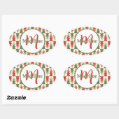 Geometrische Kerstboomgaard Ovale Sticker (Vel)