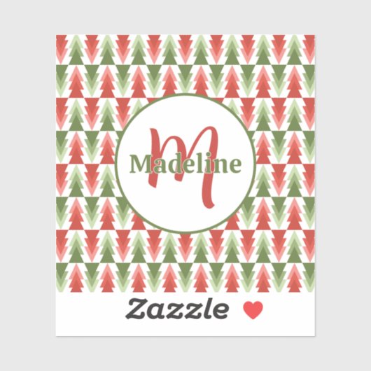 Geometrische Kerstboomgaard Sticker (Vel)