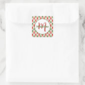 Geometrische Kerstboomgaard Vierkante Sticker (Tas)