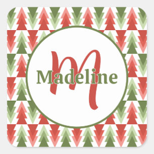 Geometrische Kerstboomgaard Vierkante Sticker