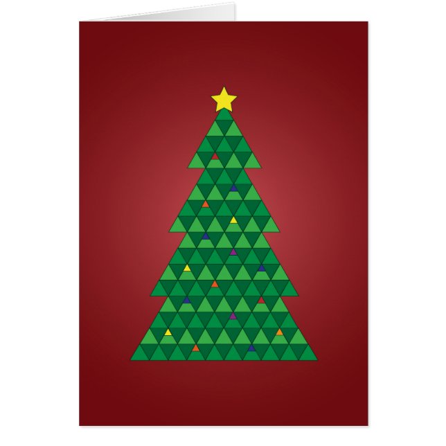 Geometrische Kerstkaart met Kerstboom (Voorkant)