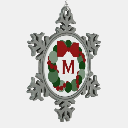 Geometrische kerstkreet met monogram tin sneeuwvlok ornament (Links)