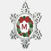 Geometrische kerstkreet met monogram tin sneeuwvlok ornament (Rechts)