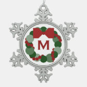 Geometrische kerstkreet met monogram tin sneeuwvlok ornament (Voorkant)